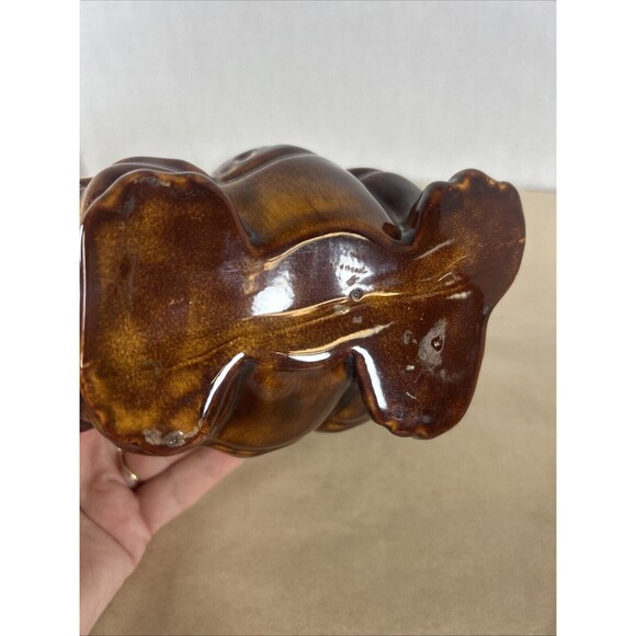 Rhinoceros rhino ceramic planter figurine Vintage anthropomorphic sculpture RARE - Picture 8 of 12